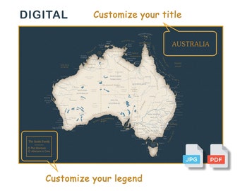 Australia Digital Printable Map, format Jped PDF for download
