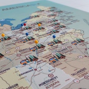 Cadeaudecor campingkaart, reiskaart VS, kaart VS camperbus