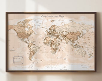 World map, Push Pin Map, Framed Push Pin Map, World Map Push Pin