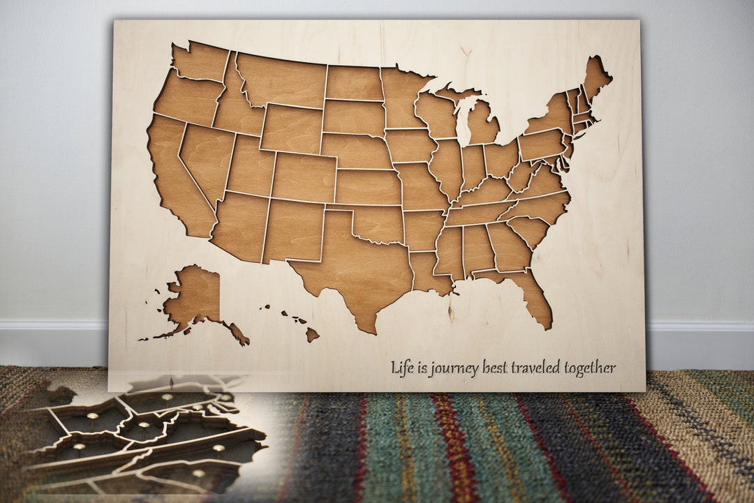 Wooden Us Map Wooden Wall Art Maps Wooden Usa Map - Etsy