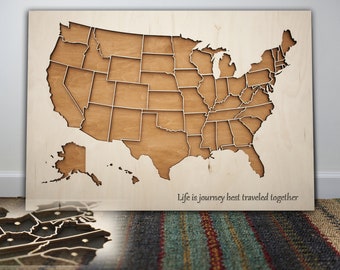 Usa Map Wood Wall Art US Map | Etsy