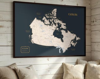 Push Pin Canada Map: Framed Wall Map