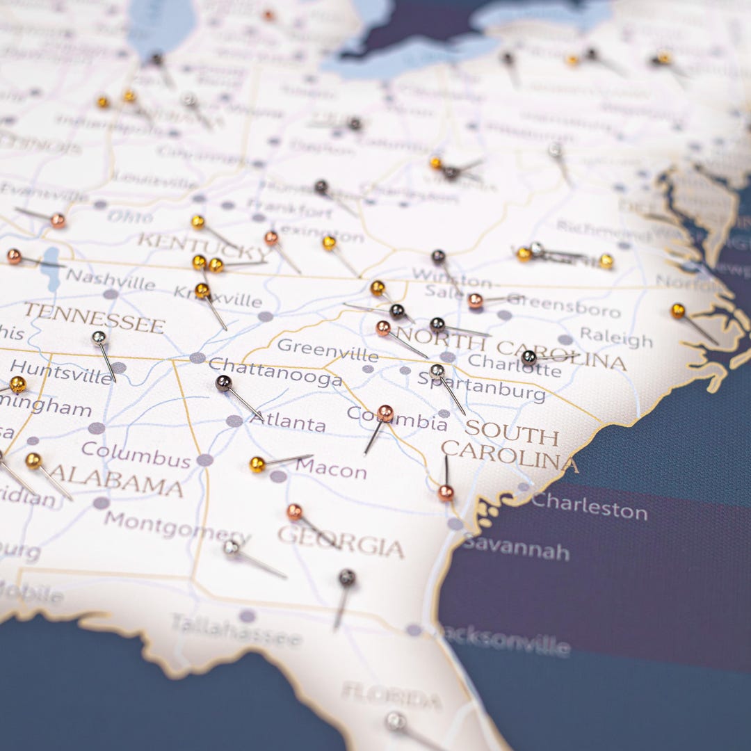 USA Flag Push Pin Map – Framed Travel Map Wall Art for Patriotic Home ...