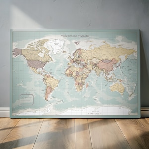 Carte du monde à épingles - Décoration murale personnalisée parfaite et cadeau de pendaison de crémaillère