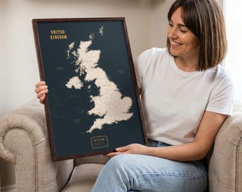 UK Push Pin Map – Personalized Travel Gift for Family and Couples