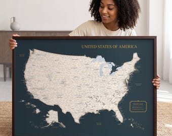 Personalized USA Push Pin Map – Travel Map Gift for Travelers