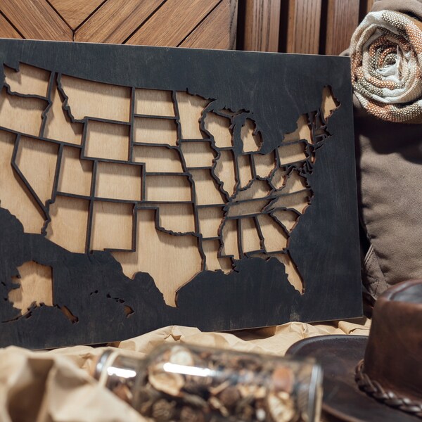 Wooden Map Etsy