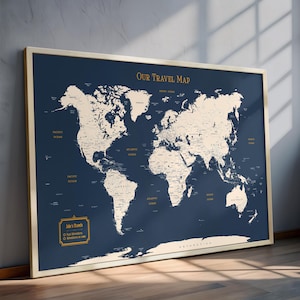Punaise wereldkaart, ingelijste kaart gepersonaliseerd cadeau