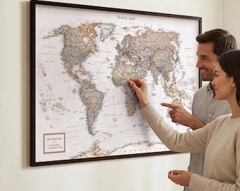 Push Pin World Map – Travel Tracker Map with Pins, Personalized