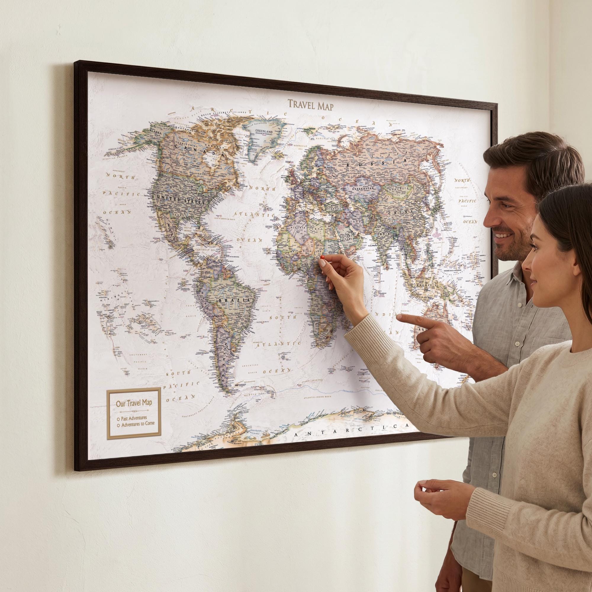 プッシュピン世界地図 – ピン付き旅行トラッカーマップ