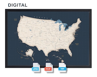 United States Map Digital Print USA Map Download