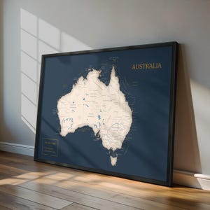 Kaart Australië, ingelijste muurkaart op maat