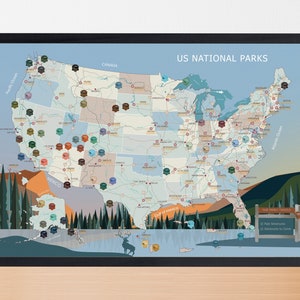 National Parks Pin Landkarte, US Parks Reisekarte, Geschenk für Wanderer