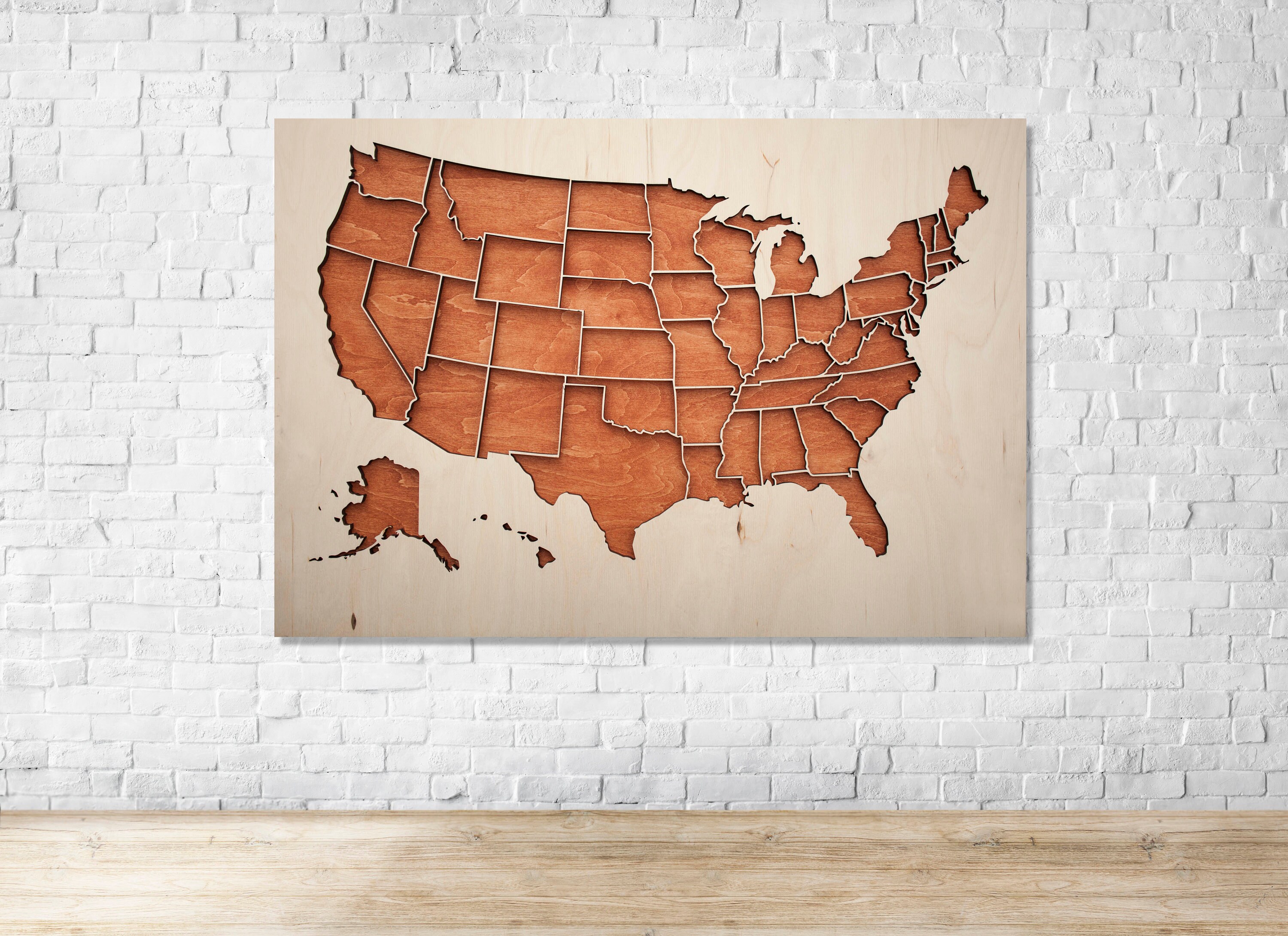 Wooden USA Map Wooden Wall Art Maps Usa Map Home Decor | Etsy