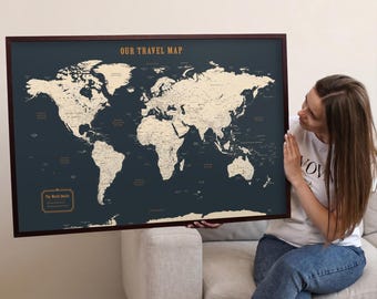 Weltkarte mit Pins als Geschenk für Paare – Personalisierter Reise Tracker