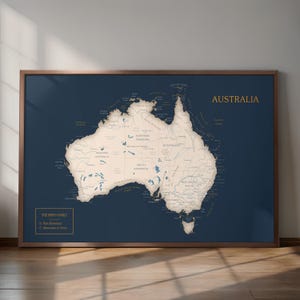 Aangepaste kaart Australië – reiskaart punaise, ingelijste muurkunst cadeau