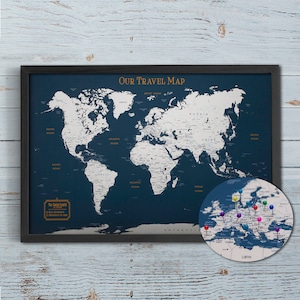 World Map Push Pin, World Pin Map, Custom Map Wall Art