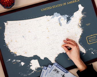 USA Push Pin Map – Travel Tracker to Mark States Visited