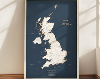 United Kingdom Push Pin Maps, British Isles Map Wall Art