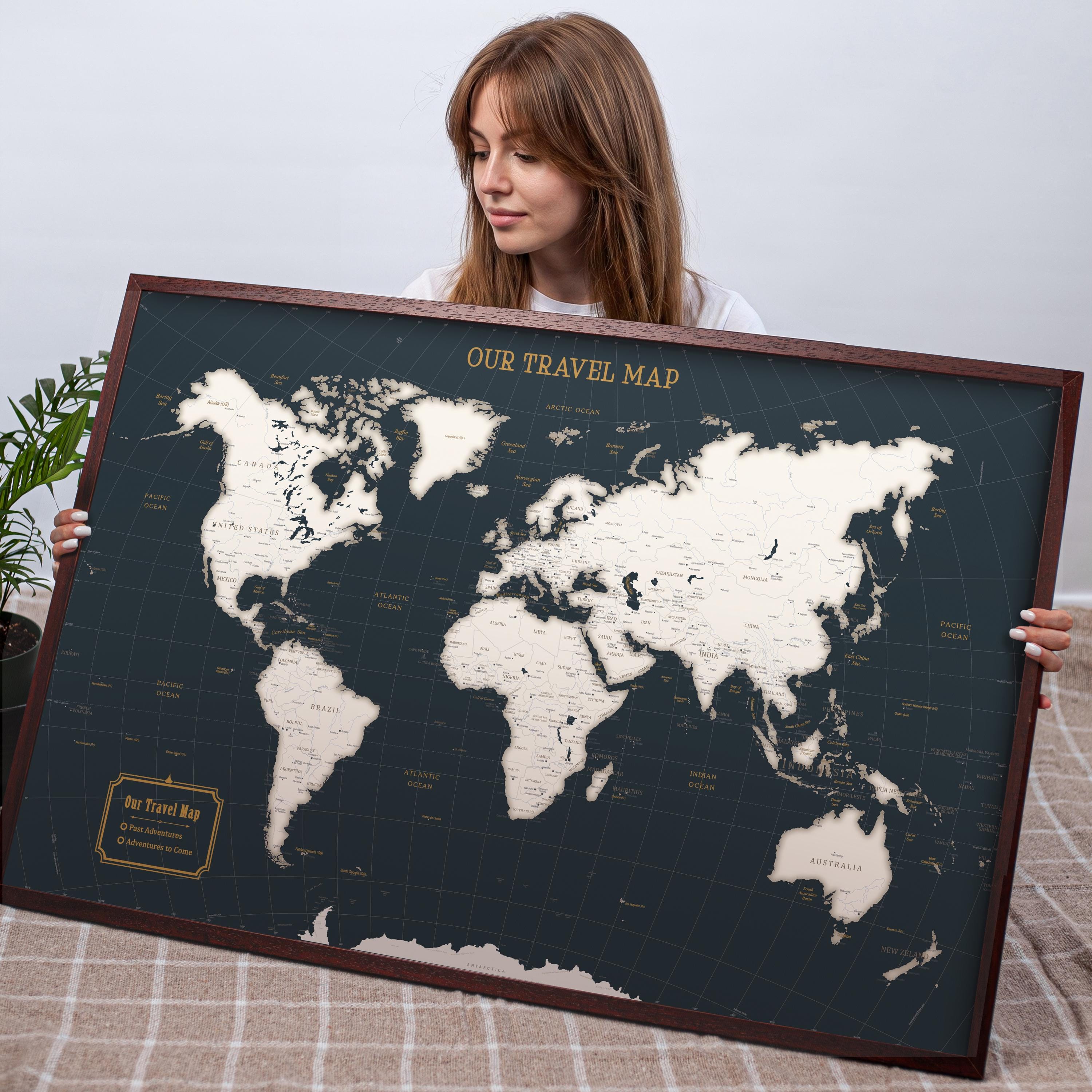 Push Pin World Map – Personalized Travel Map With Pins - Etsy Australia