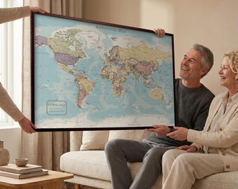 Mapa del mundo con chinchetas, regalo para parejas - Mapa de viaje personalizado