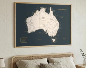 Australia Push Pin Map Canvas – Travel Map with Pins Wall Art