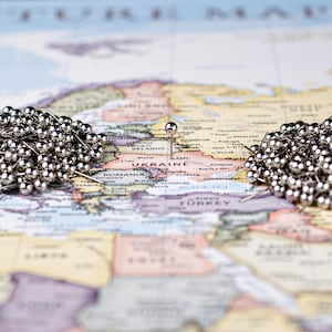 Silver Metal Push Pins for Travel Map | Minimalist Map Marking Tools