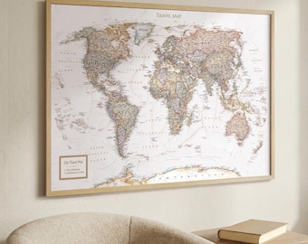 Personalized Framed Push Pin World Map – Travel Wall Art
