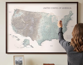 Neutral USA Push Pin Map – United States Travel Map
