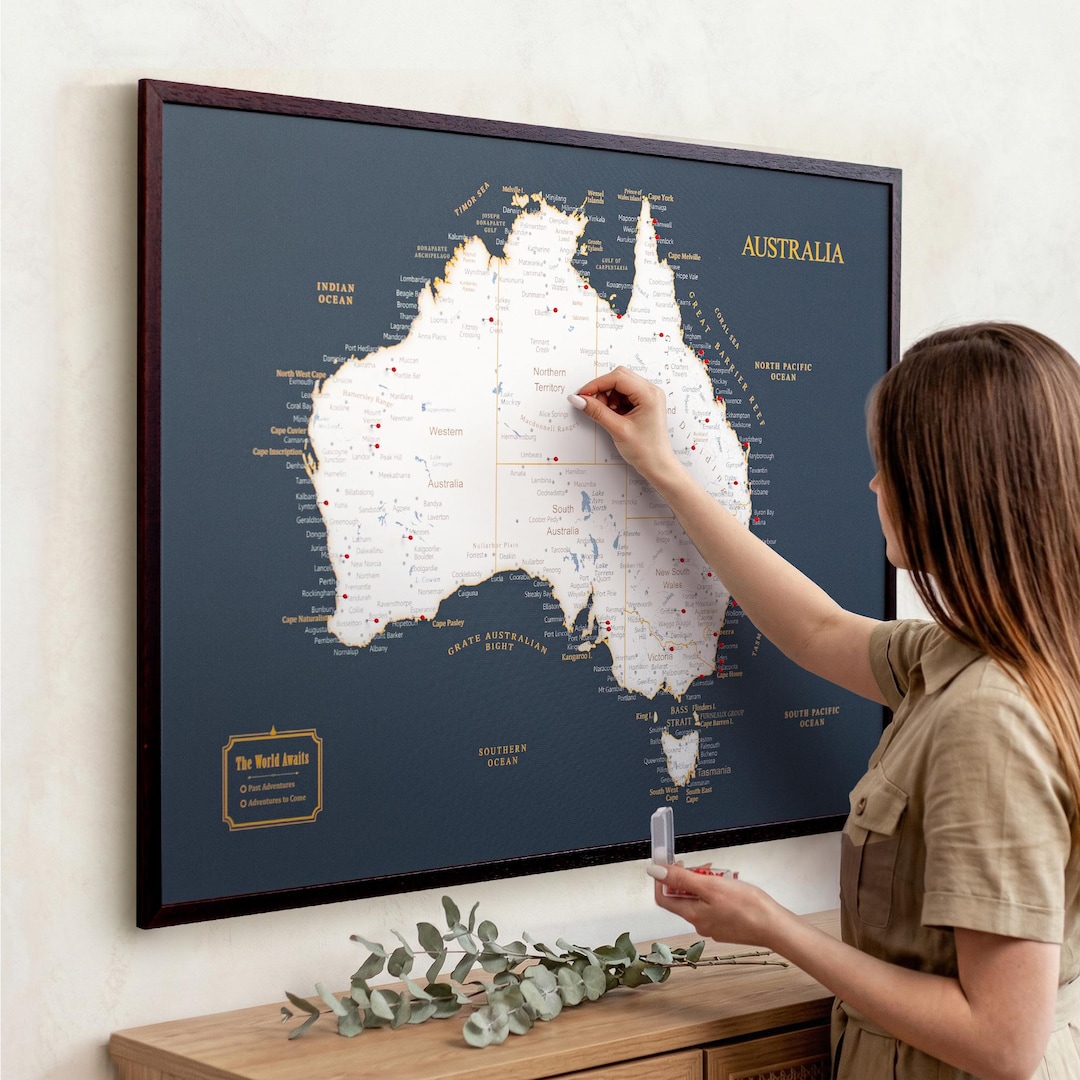 Australia Push Pin Map – Personalized Travel Map With Pins - Etsy Australia