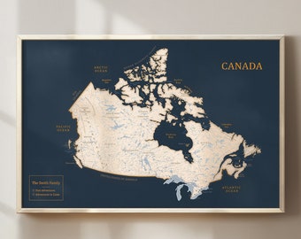 Canada Push Pin Map, Large Wall Art Map, Canada Travel Map, Custom Gift