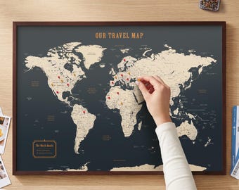 Travel Tracker World Map - Push Pin Map for Places I've Been