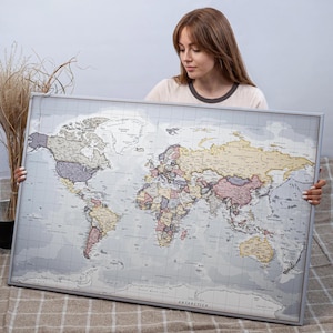 Push Pin World Map – Travel Map for Planning Wall Decor (includes Pins ...