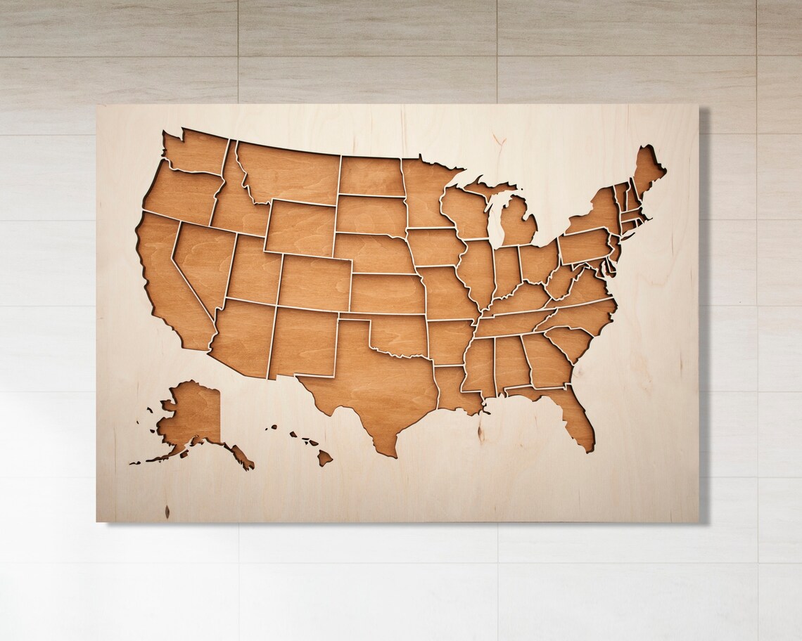 Wooden Map for Wall Wall decor wooden map Us Map Wall Art Etsy