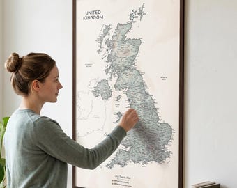Detailed UK Push Pin Travel Map – Britain Adventure Tracker
