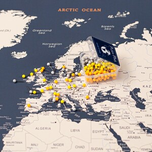 Chinches Sunset para mapas • Mix naranja / coral / amarillo • Packs 20–200