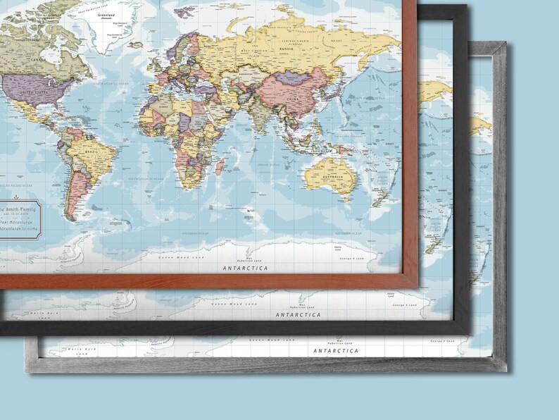 World Map Push Pin Map Framed Push Pin Map World Map Push  Etsy