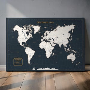 Carte du monde à épingles - Carte personnalisée sur tableau pour couples, cadeau de voyage en toile