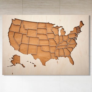 Wooden Us Map Wooden Wall Art Maps Wooden Usa Map - Etsy