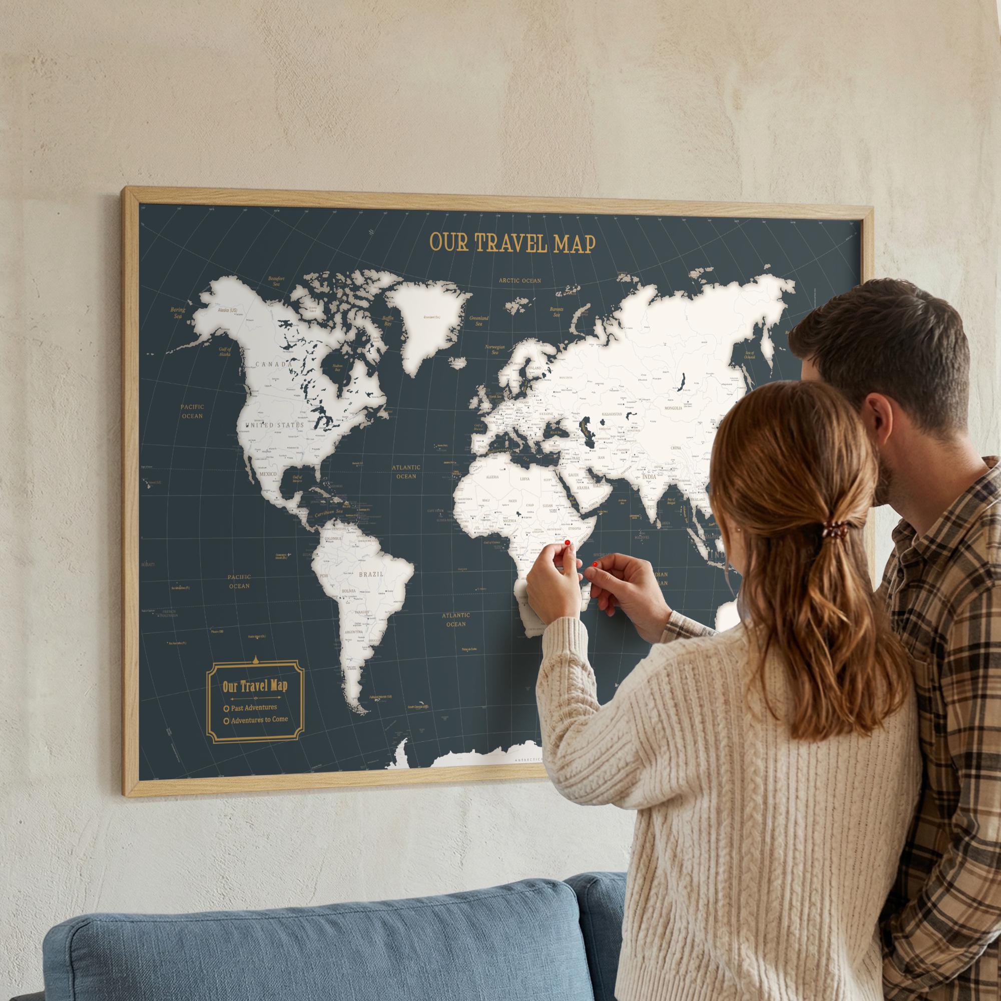 Push Pin World Map – Personalized Travel Map With Pins - Etsy