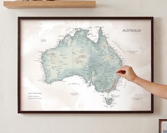 Detailed Australia Push Pin Map – Geographic Travel Wall Map