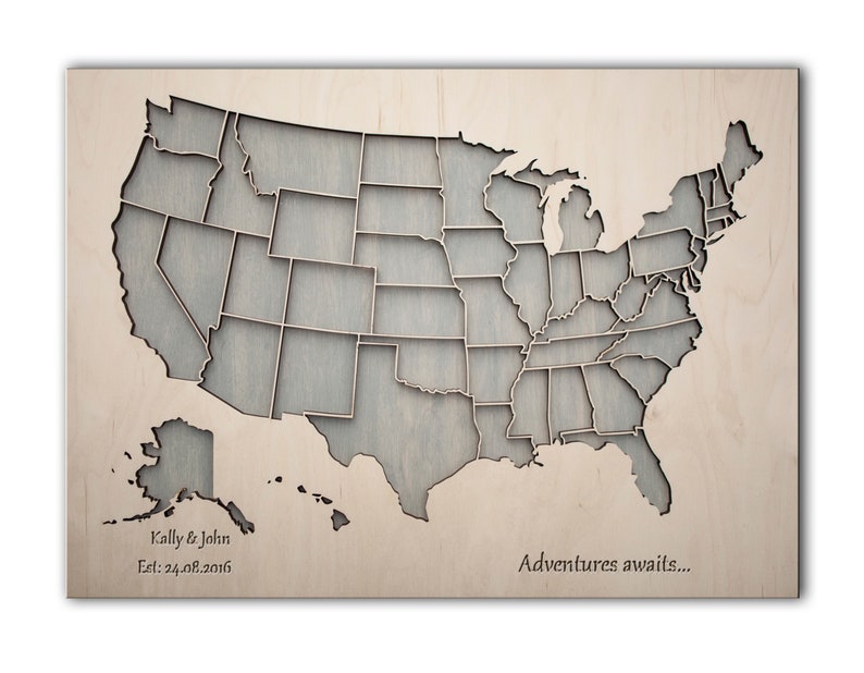 Usa Map Wood Wall Art US Map Etsy