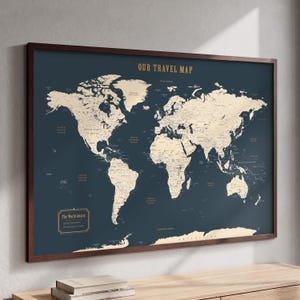 Push Pin World Map: Personalized Framed Travel Tracker