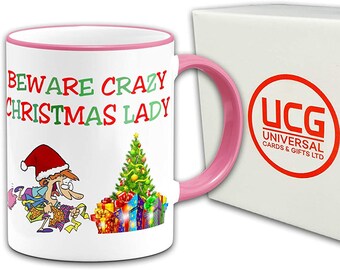 crazy christmas lady mug