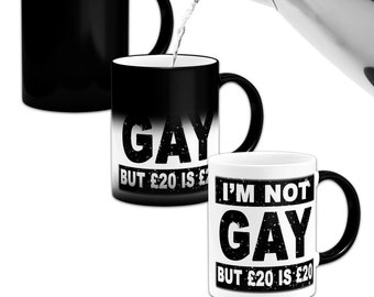 Taza que cambia de color No soy gay pero 20 son 20