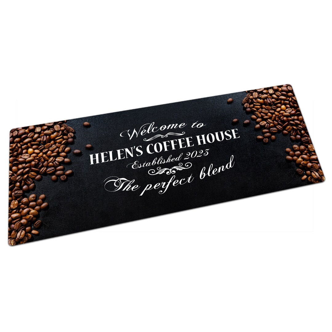Personalised to Any Names Coffee House Rubber Bar Runner/bar