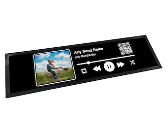 Tapete de barra/camino de barra de goma personalizado con recuerdo de música de álbum y canción (código QR)
