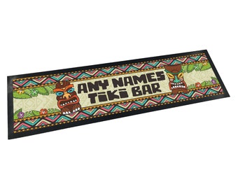 Personalised Any Name's Tiki Bar Rubber Bar Runner/Bar Mat