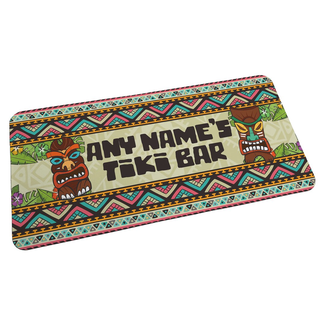 Personalised Any Names Tiki Bar Rubber Bar Runner/bar Mat Medium Etsy