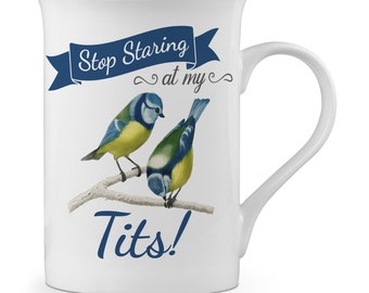 Stop Staring At My Birds! Funny Novelty Gift Fine Bone China Mug